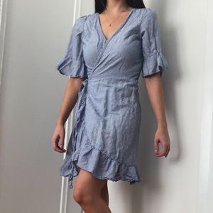 The gap blue stripe wrap dress
